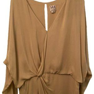 Haute Hippie Champagne Long Sleeve Cocktail Dress